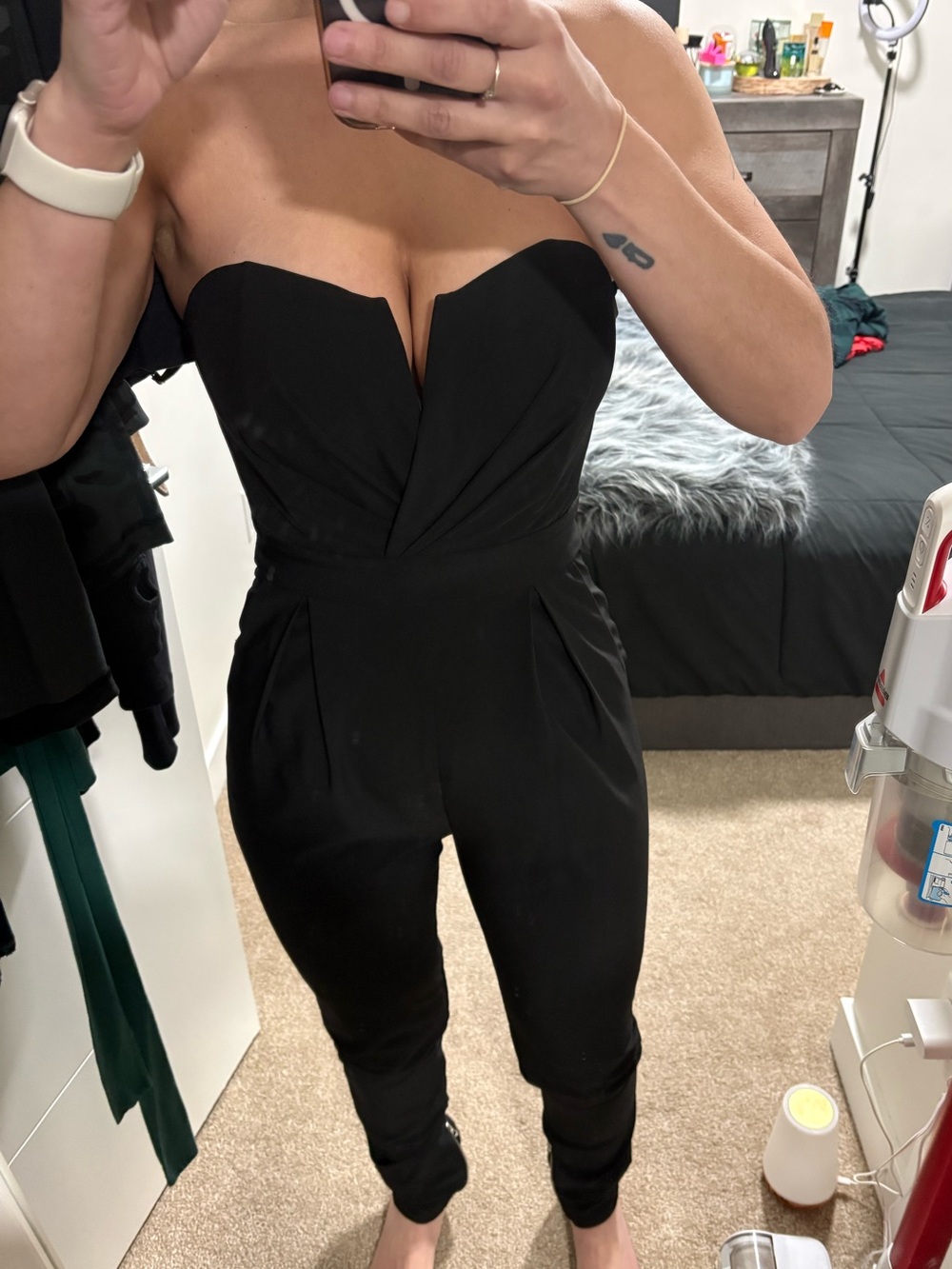 TFNC Black Strapless Sweetheart-Front Jumpsuit